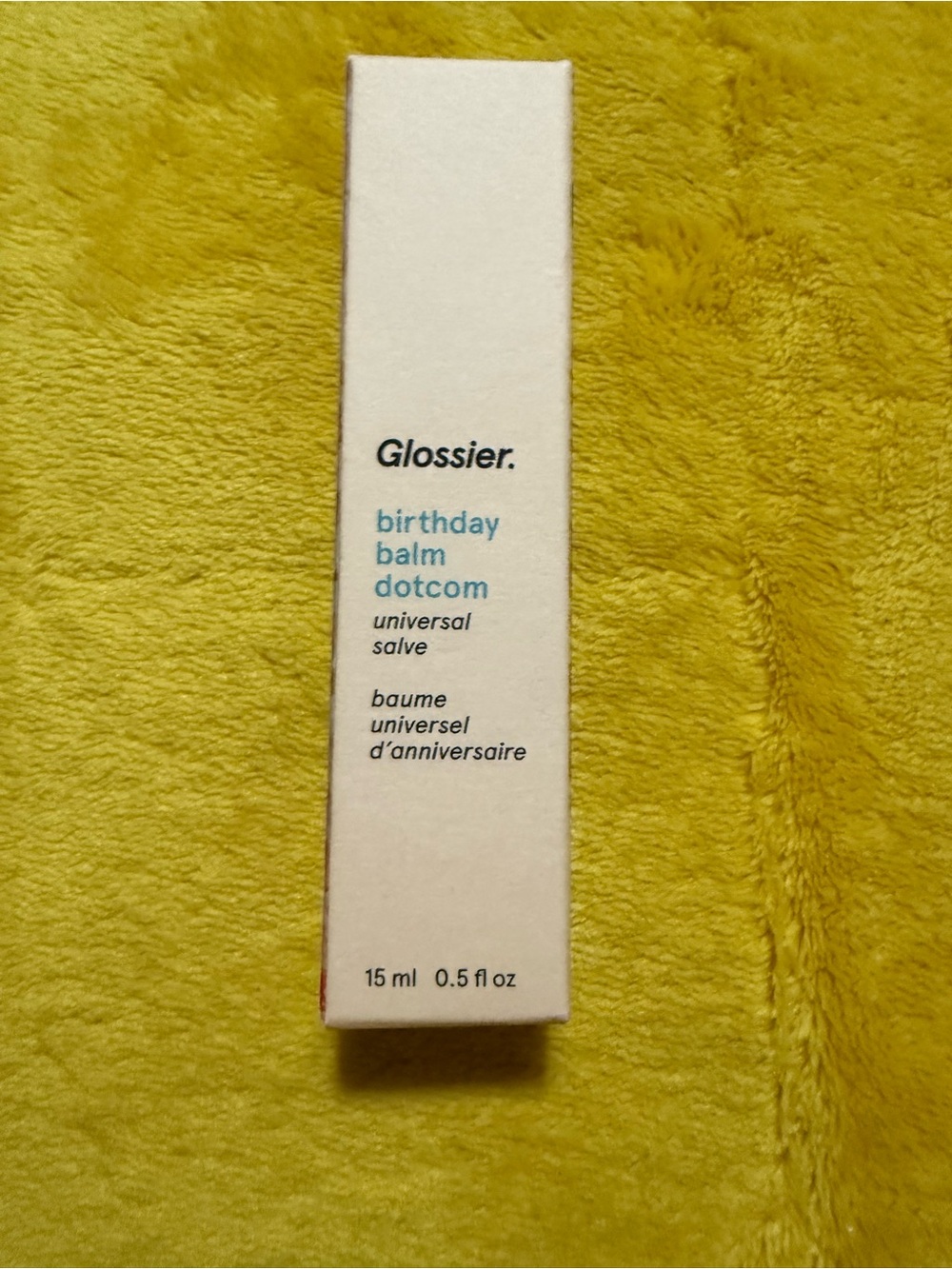 Glossier Birthday Balm Dotcom Universal Salve - White with Blue Text